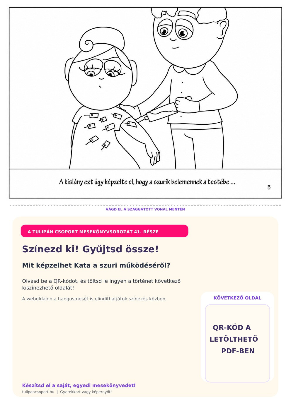 Kata elképzeli, hogyan működik a szuri – ingyenes nyomtatható színező óvodásoknak